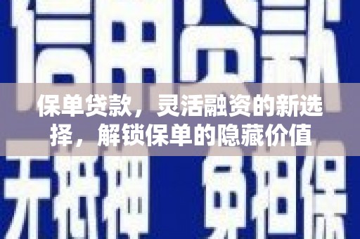 靖宇保单贷款，灵活融资的新选择，解锁保单的隐藏价值
