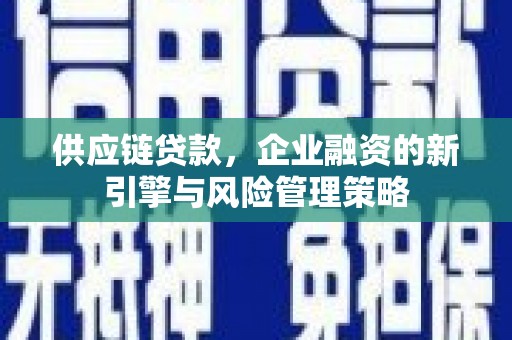 靖宇供应链贷款，企业融资的新引擎与风险管理策略