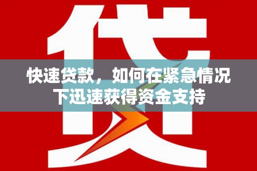 靖宇快速贷款，如何在紧急情况下迅速获得资金支持