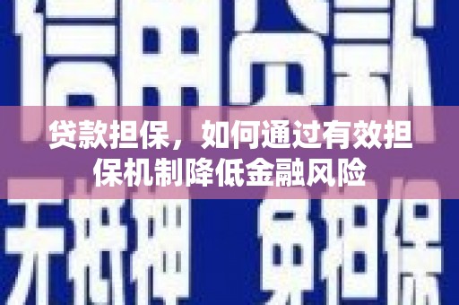 靖宇贷款担保，如何通过有效担保机制降低金融风险