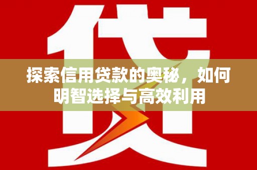 靖宇探索信用贷款的奥秘，如何明智选择与高效利用