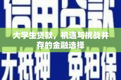靖宇大学生贷款，机遇与挑战并存的金融选择