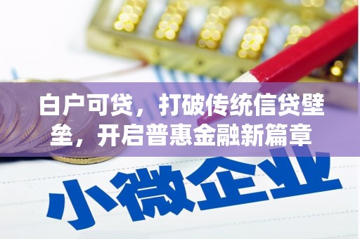 靖宇白户可贷，打破传统信贷壁垒，开启普惠金融新篇章